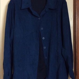 🔥3/$20 Notations teal blue suede like shirt